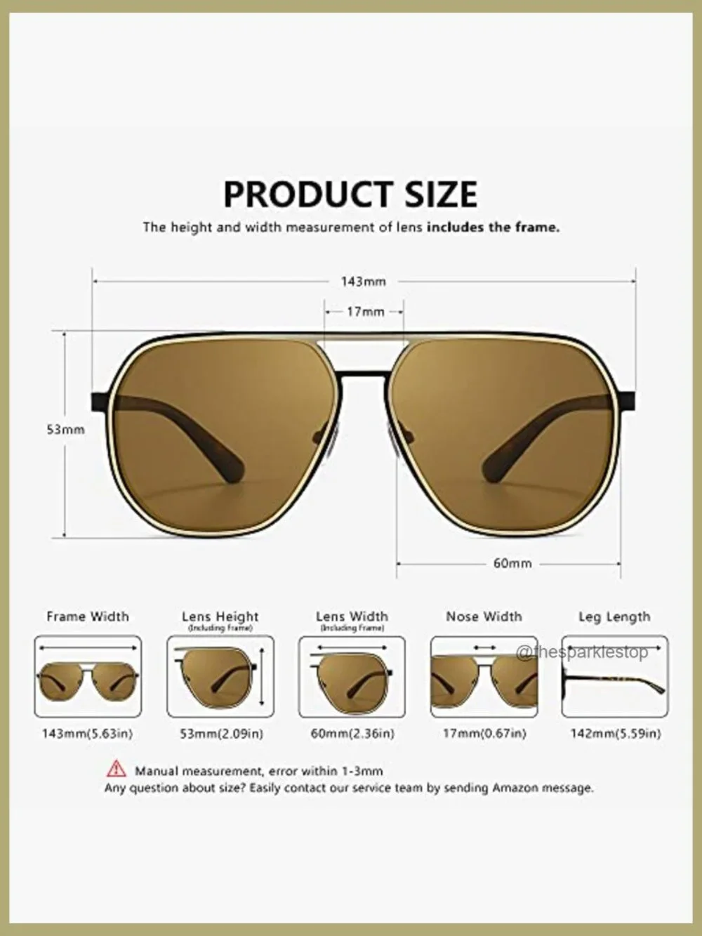 Polarized Aviator Sunglasses with Metal Frame UV400 Protection